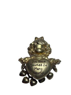 Precious Moments Brooch Gold-Tone You Have Touched So Many Hearts Angel Design